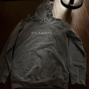 Grey and teal seaside hoodie size Medium.
